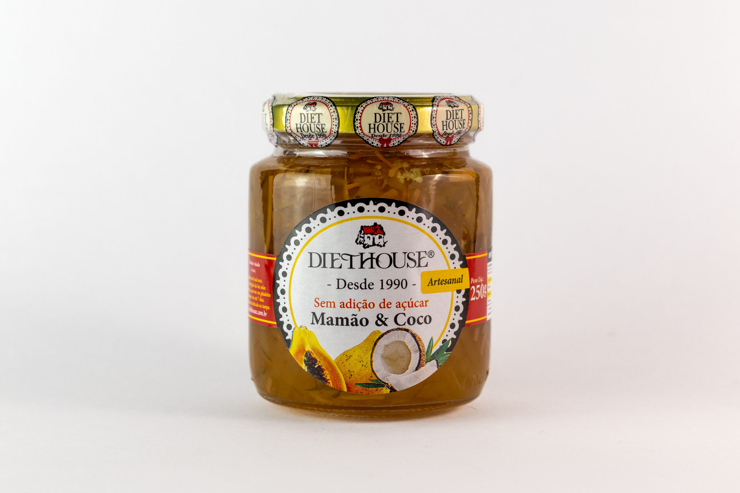 Doce de Mamão com coco sem Açúcar, sem glúten e adoçado com Xilitol (250g)