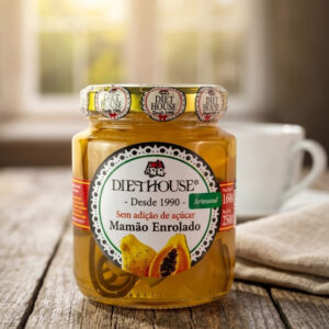 Doce de Mamão Enrolado sem Açúcar, sem glúten e adoçado com Xilitol (250g)