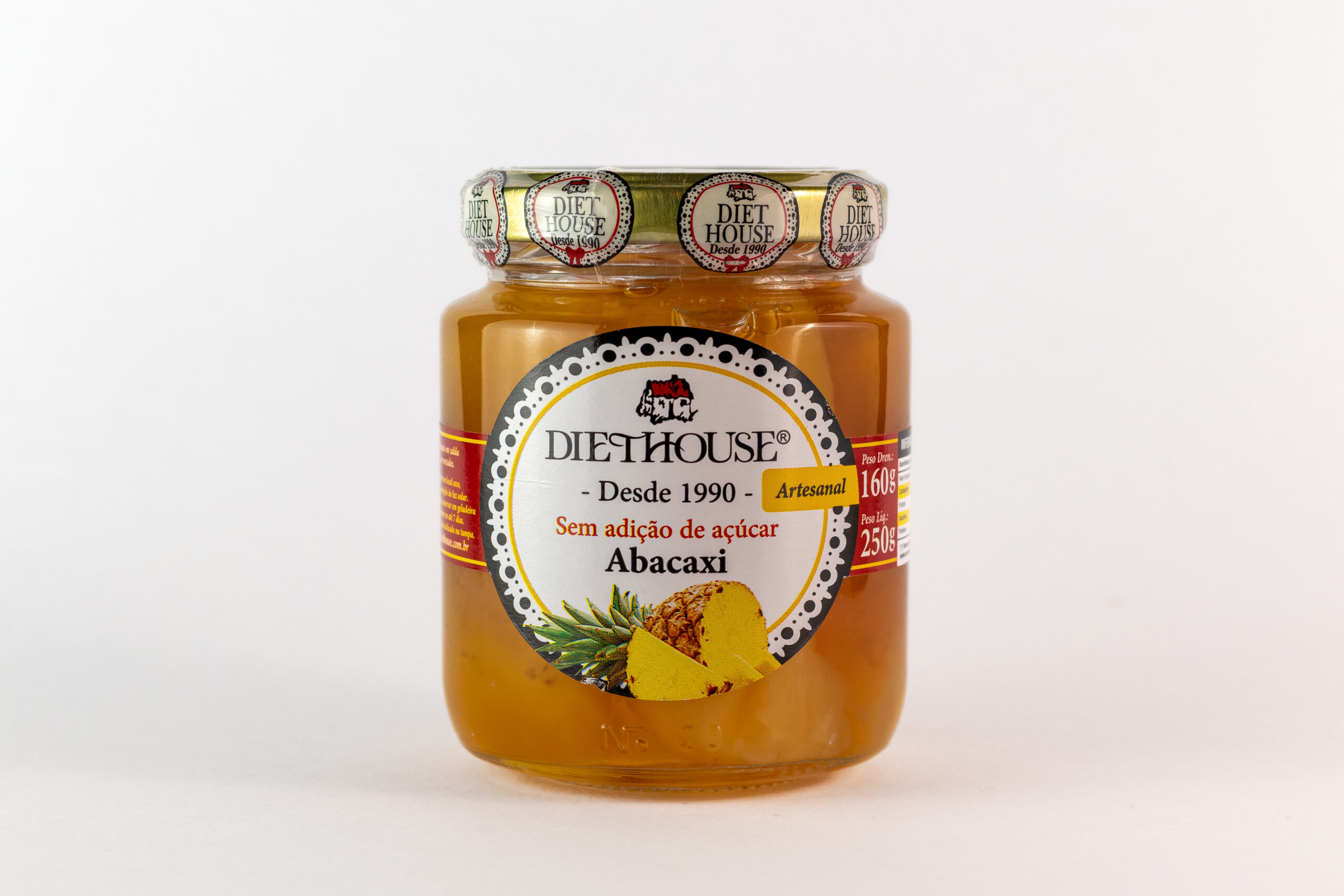 Doce de Abacaxi em Calda, sem açúcar, adoçado com xilitol