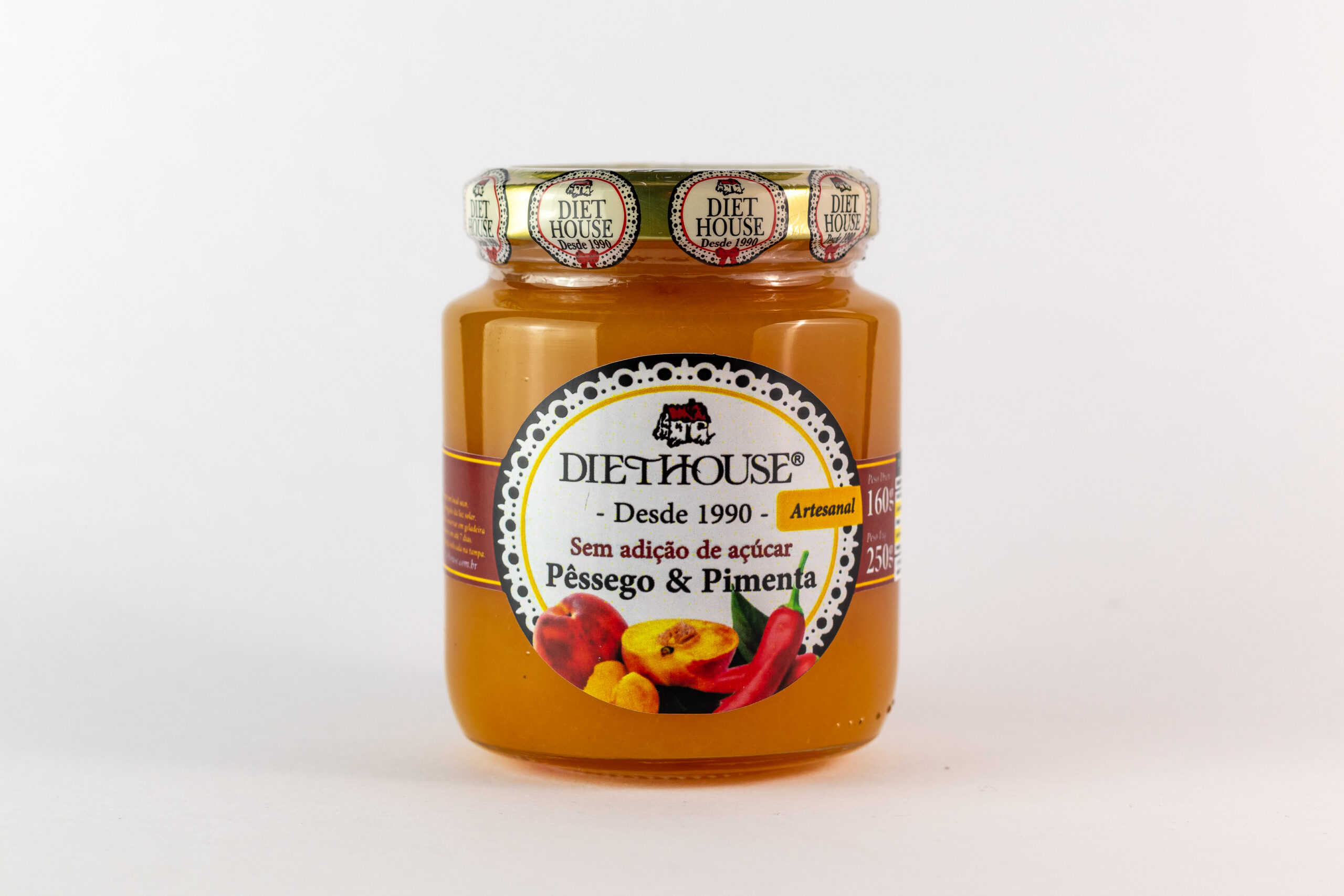 Doce de Pessego com Pimenta, sem açúcar, adoçado com xilitol