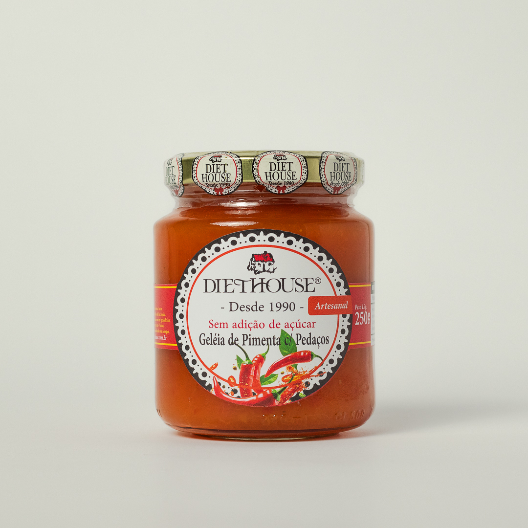 Geléia de Pimenta com pedaços, sem açúcar, adoçado com xilitol